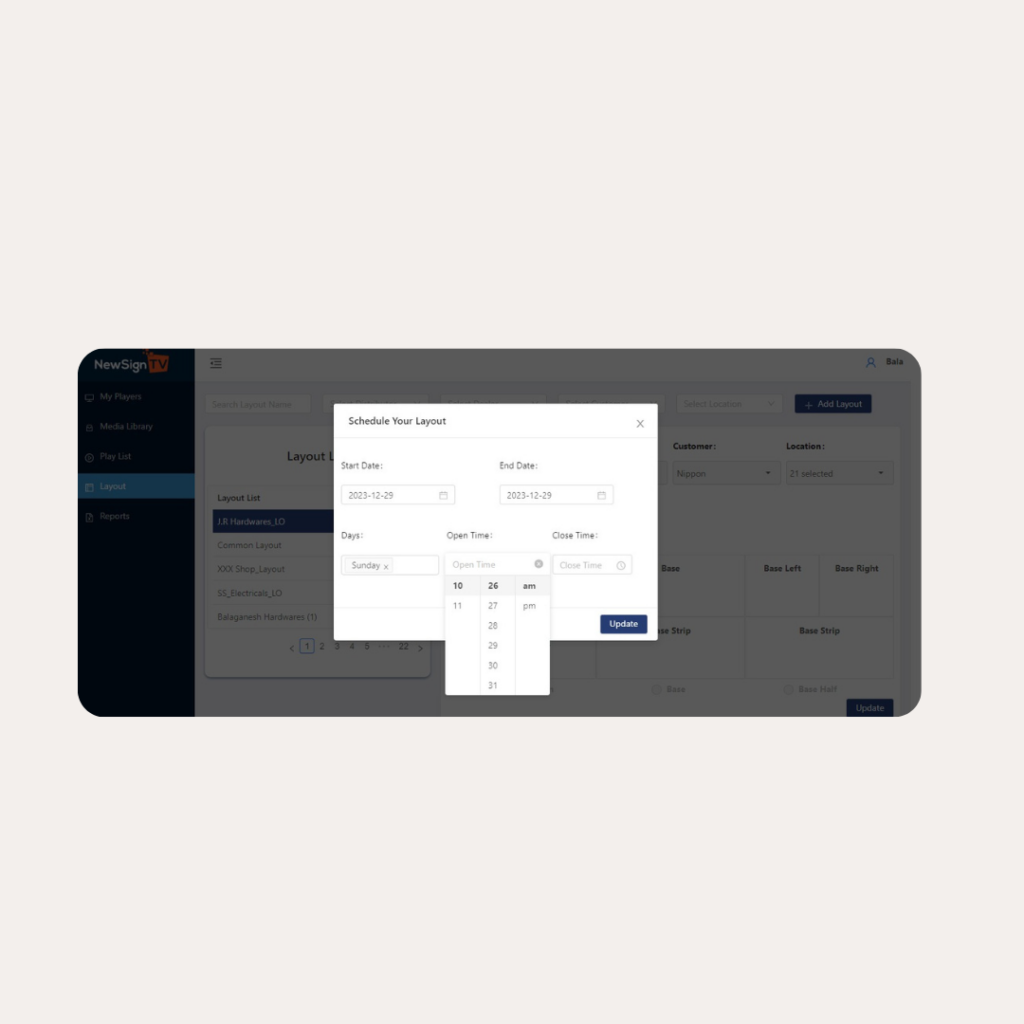 Keep an eye on your displays in real-time, noting when they're on or off, switch-off times, and what's currently playing. Easily export reports in Excel or PDF for deep analysis and strategic planning.